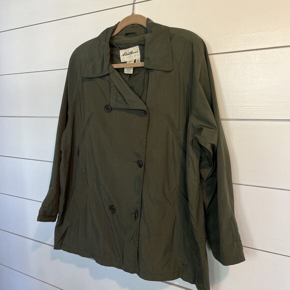 Eddie Bauer Rain Jacket Women’s Hunter Green Lightweight Size Petite Medium - Picture 3 of 9